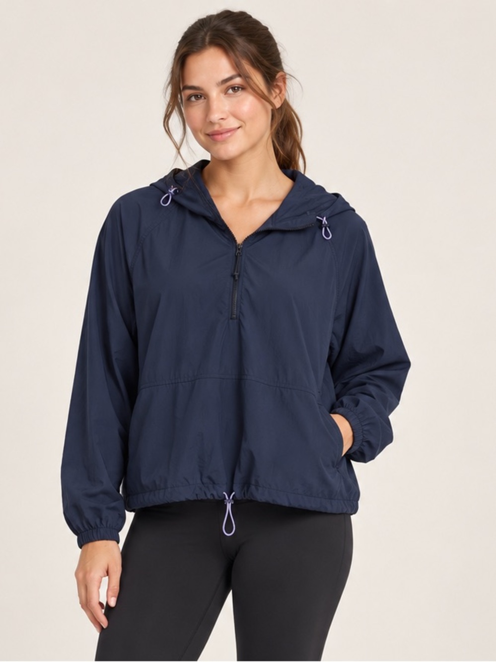 Reitmans Hyba Activewear Navy Blue Pullover Anorak Hoodie Sweatshirt size 2X